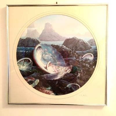 Framed & signed print, beautiful & well-preserved, by California artist Bill Martin