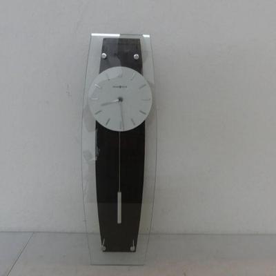 Vintage Sleek Howard Miller Wood & Glass Pendulum Wall Clock Model #625-401