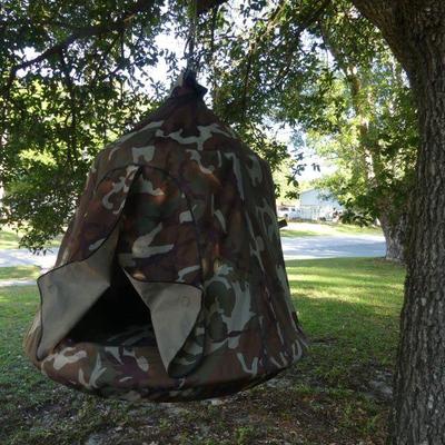 Hanging Tree Tent with Inflatable Base & LED Ceiling Lights - Camo - 44