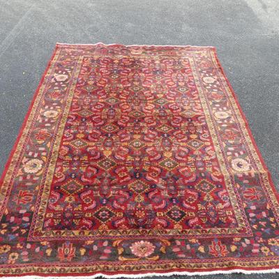 Vintage Made in Iran High Quality 100% Wool Persian Rug - Red Background - 92