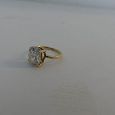 Vintage 14k Gold Ring with Antique Cushion Cut Cubic Zirconia - Size 5½ - TW 2.9g