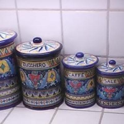 Canister set from Gumps, Hand painted made in italy
