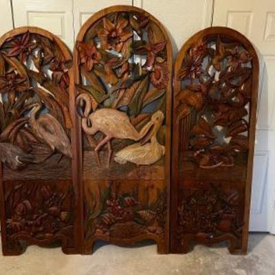 Carved wood screen 