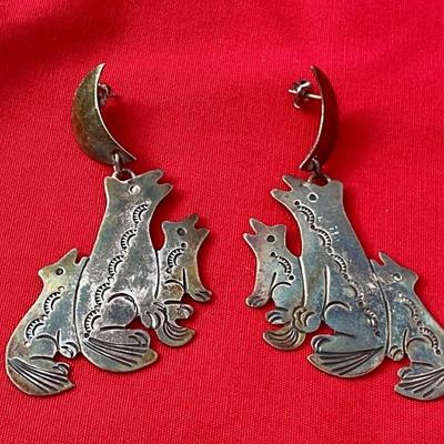 Sterling wolf earrings