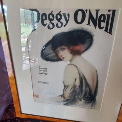 Peggy Oneill Playbill framed in Bird's Eye Maple 14.5 x 18 