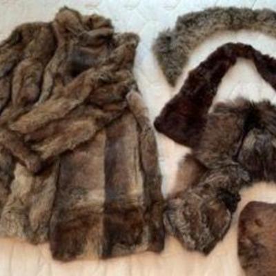 Scotia Fur Coat And (3) Fur Collars With A Muff
