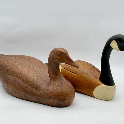 (2) 21” Wooden Decoy Duck & Canadian Goose
