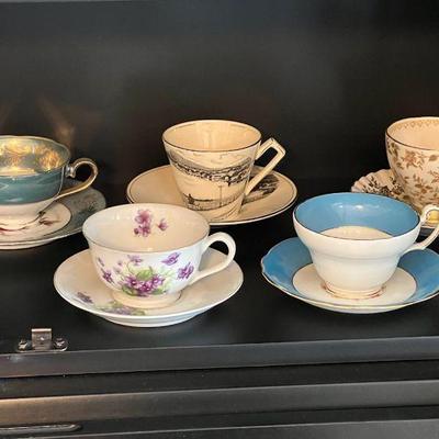 (5) Teacups with Matching Saucers FT Royal Winton & Foley
