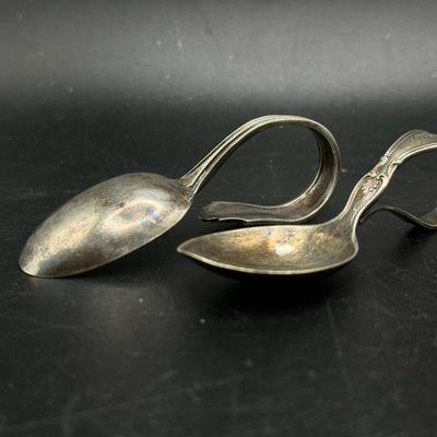 (2) Decorative Curled Sterling Silver Spoons
