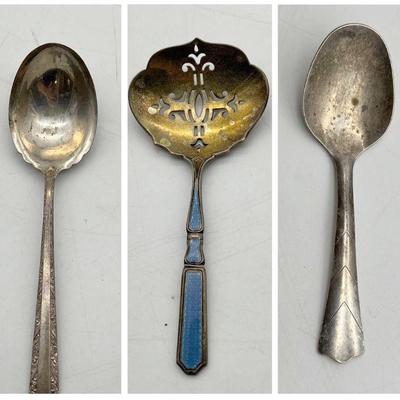 (3) Sterling Silver Spoons FT Watson Pierced Enamel with Hallmarks

