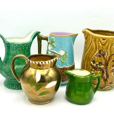 (5) Pretty Pitchers Feat. MCM Squirrel, Handpainted Old Court Ware
