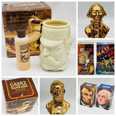 (3) Avon Aftershave FT Sports and Presidents Lincoln & Washington
Baseball legend Casey at the Bat Tankard & approximately 4 fluid ounces...