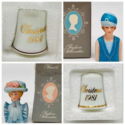 (4) Vintage Avon Porcelain Thimbles in Original Boxes
Four porcelain Avon thimbles dated between 1981, 1982 & 1983 in original boxes. No...