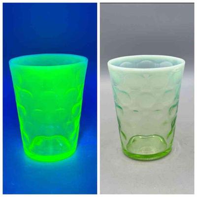 UV Reactive Green Opalescent Coinspot Tumbler
