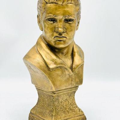 Vintage Golden Elvis Chalk Ware Bust
