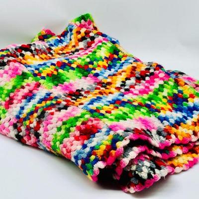 Handmade Colorful Rainbow Throw Blanket
