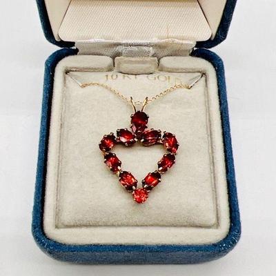 10 Karat Gold Heart Necklace in Original Box
