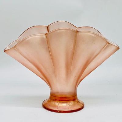 1925 Fenton Art Glass Ribbed Fan Carnival Glass Vase in Marigold
