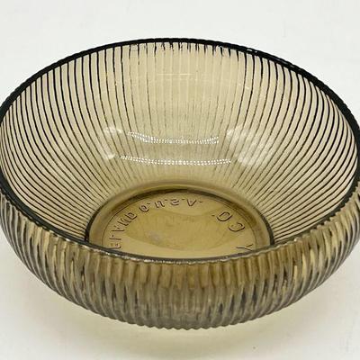 E. O. Brody Company Smoked Ribbed Glass Bowl
