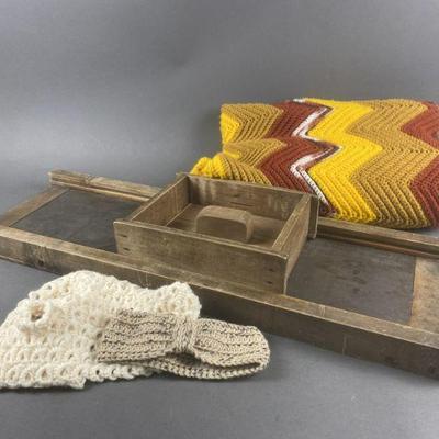 Lot 257 | Antique Indianapolis Kraut Cutter & Knitted Throw