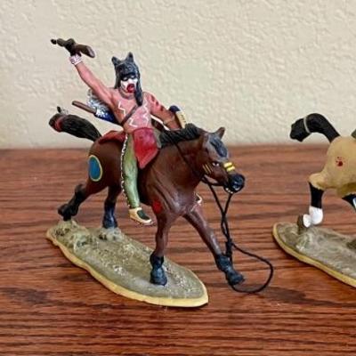 King & Country The West Indian Metal Figurines - TW07 Grey Wolf On Brown Horse, TW05 , And TW09