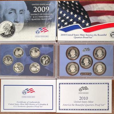 US Mint 2009 And 2010 Quarter Proof Sets