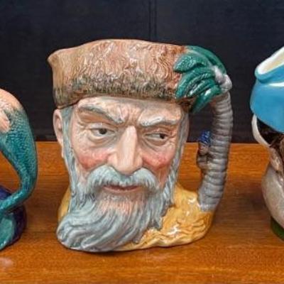 (3) 1959 And 1960 Royal Doulton 7" Toby Mugs - Old Salt D6551, Robinson Crusoe D6532,  The Falconer D6533