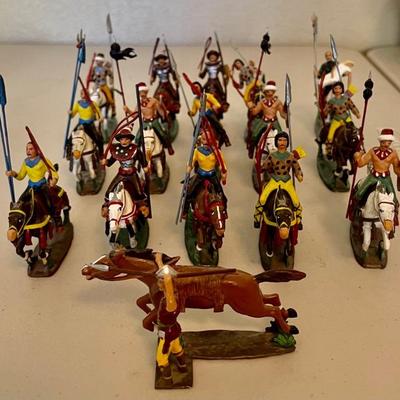 Collection Of C. B. G. Mignot France Metal Mounted Toy Soldiers 
