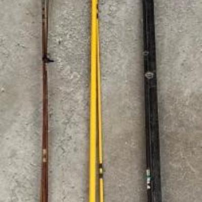 3 Fishing Rods - Eagle Claw 8.5 Foot, Vintage Bamboo 5.5 Foot, Antique 8.5 Foot