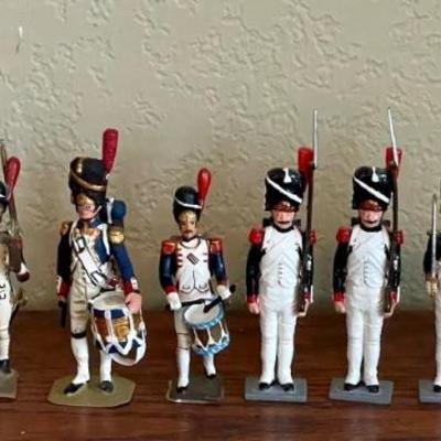 Vintage French Foot Grenadier Officers - Age Of Napoleion & C. B. G. Mignot France Metal Toy Soldiers 