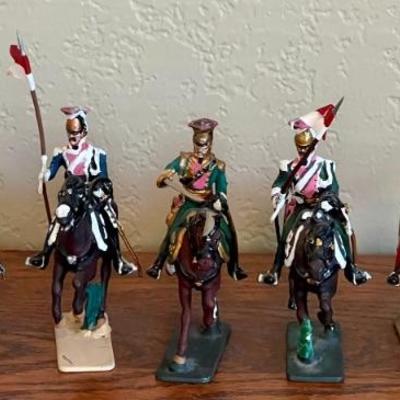 7 J. R. Miniatures USA Mounted Lead Toy Soldiers 