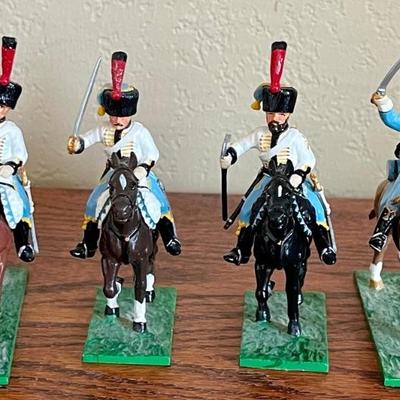 4 Trophy Miniatures Mounted Napoleonic Toy Soldiers - Metal 
