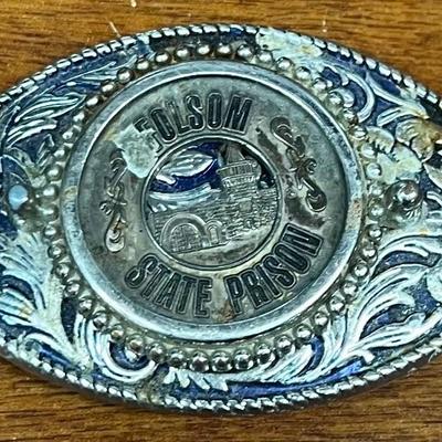 Vintage Folsom State Prison Belt Buckle With Rotating Center ( As Is )