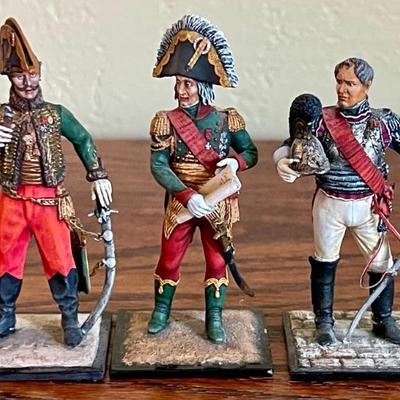 3 Moscow Collection Made In Russia Metal Toy Soldiers - General Lasalle - Marshal Bessieres - Victor Marechal