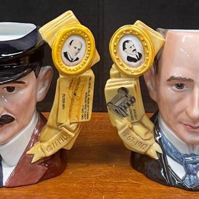 Royal Doulton 2002 Classics Wilbur And Orville Wright D7178 And D7179 7" Toby Mugs