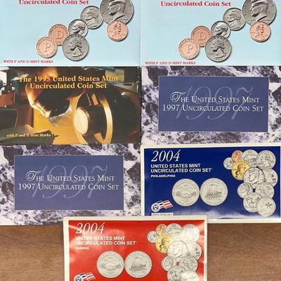 1994, 1995, 1997, And 2004 Us Mint Uncirculated Coin Sets