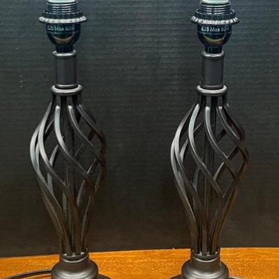 Pair Of 20 Inch Touch-base Adjustable Brightness Table Lamps With USB Ports 