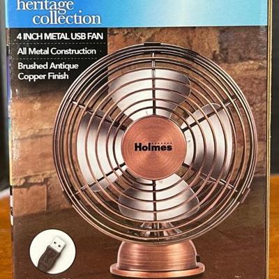 Holmes Heritage Collection 4 Inch Metal USB Fan In Original Box 