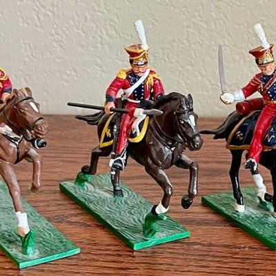 3 Vintage  Trophy Miniature Mounted Dutch Lancers Metal Toy Soldiers 