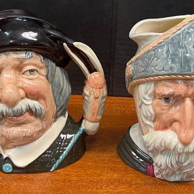 Royal Doulton 1956 Don Quixote D6455 And Sancho Panca D6456 7" Toby Mugs