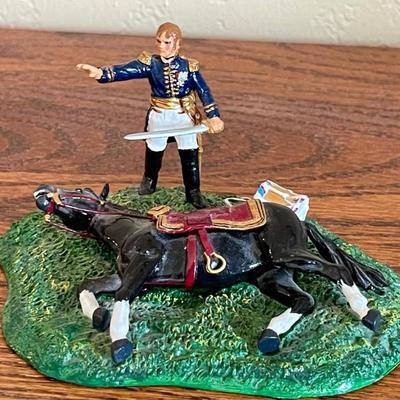 2 Piece Trophy Miniatures Soldier & Downed Horse Toy Soldier Scene - Metal 