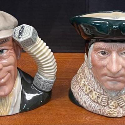 Royal Doulton Sir Thomas More 1987 D6792 And The Busker D6775 7" Toby Mugs