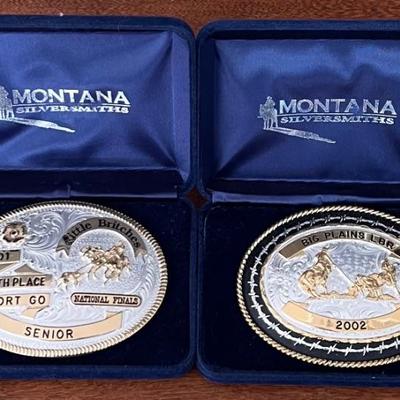 2 Montana Silver Smiths 2002 Nationals Finals Belt Buckles 