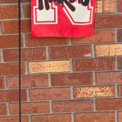 Small Nebraska Cornhuskers Outdoor Flag With Metal Stand