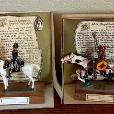 3 C. B. G. Mignot France Mounted Toy Metal Soldiers - Napoleon Bonaparte - Atilla The Hun - Guard