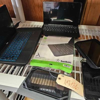 #1599 • 3 Tablet, 2 Laptops, Cases and Belkin Keyboard
