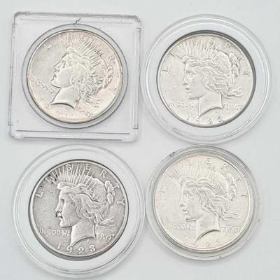 #616 • (4) 1921-1924 Liberty Silver Peace Dollars
