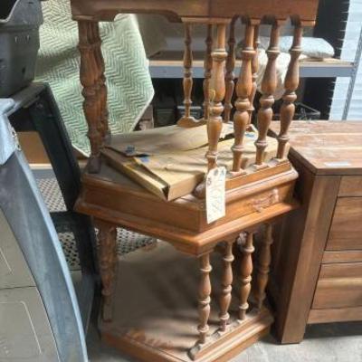 #4038 • 2 Wood End Tables & Box & Wooden 2 Drawer Dresser
