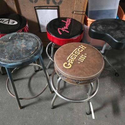 #2140 • (4) Barstools and (1) Drum Seat
