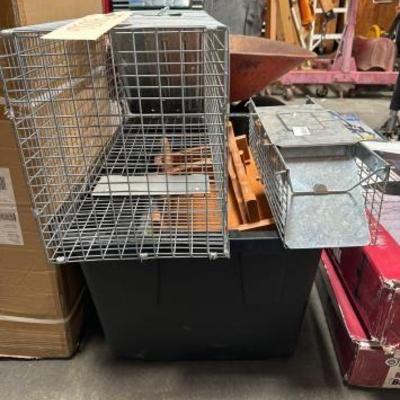 #3186 • Small & Big Animal Traps & Tote of wood Shelf’s & More

